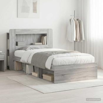 ARDEBO.de - Bettgestell mit Stauraum Grau Sonoma 100 x 200 cm Holzwerkstoff
