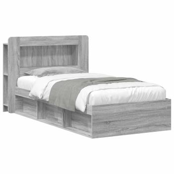 Bettgestell mit Stauraum Grau Sonoma 100 x 200 cm Holzwerkstoff