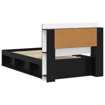 Bettgestell mit Stauraum Schwarz 90 x 200 cm Holzwerkstoff