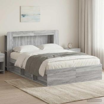 ARDEBO.de - Bettgestell mit Stauraum Grau Sonoma 140 x 190 cm Holzwerkstoff