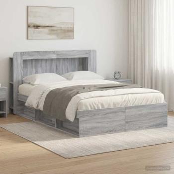ARDEBO.de - Bettgestell mit Stauraum Grau Sonoma 160 x 200 cm Holzwerkstoff