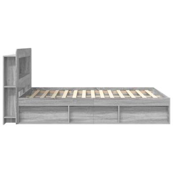 Bettgestell mit Stauraum Grau Sonoma 160 x 200 cm Holzwerkstoff