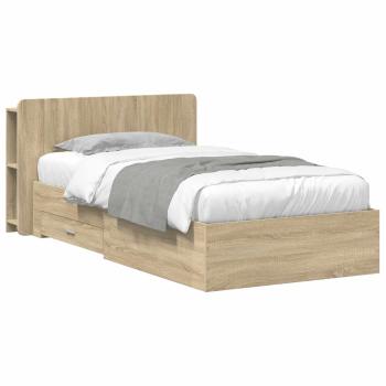 Bettgestell mit Stauraum Sonoma-Eiche 90 x 190 cm Holzwerkstoff