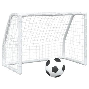 Fu?balltore f?r Kinder 2 Stk. mit Ball Wei? 64x35x48 cm Metall