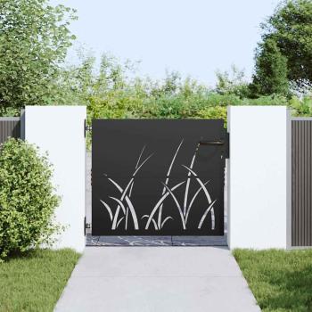 Gartentor Schwarz 85 x 100 cm Pulverbeschichteter Stahl