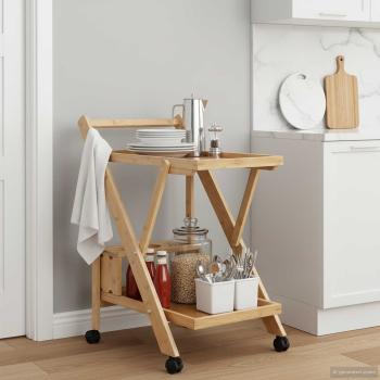 ARDEBO.de - Küchenwagen mit Rädern Hellbraun 65 x 40,5 x 76,5 cm Bambus