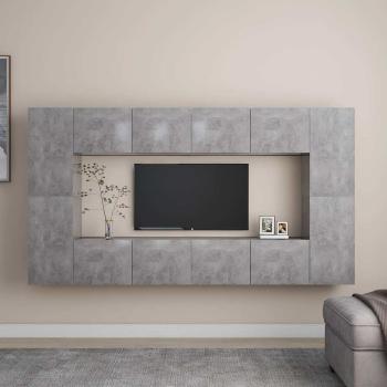 ARDEBO.de - 8-tlg. TV-Schrank-Set Betongrau Holzwerkstoff