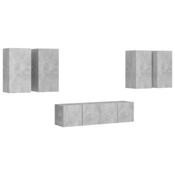 6-tlg. TV-Schrank-Set Betongrau Holzwerkstoff