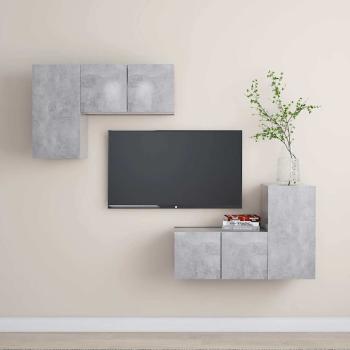 ARDEBO.de - 4-tlg. TV-Schrank-Set Betongrau Holzwerkstoff