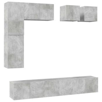 8-tlg. TV-Schrank-Set Betongrau Holzwerkstoff