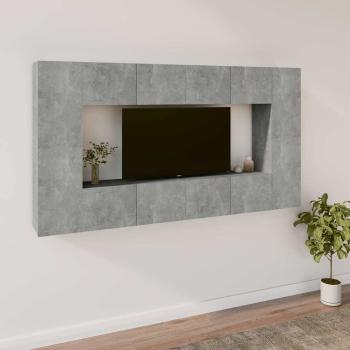ARDEBO.de - 8-tlg. TV-Schrank-Set Betongrau Holzwerkstoff