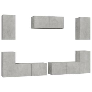 7-tlg. TV-Schrank-Set Betongrau Holzwerkstoff