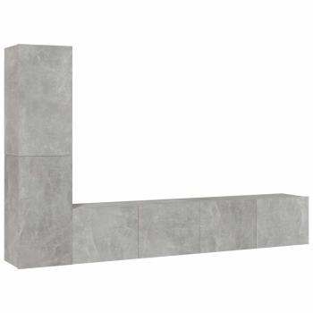 4-tlg. TV-Schrank-Set Betongrau Holzwerkstoff