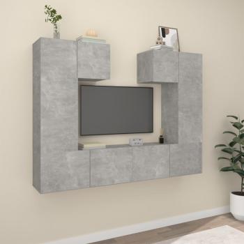 ARDEBO.de - 6-tlg. TV-Schrank-Set Betongrau Holzwerkstoff