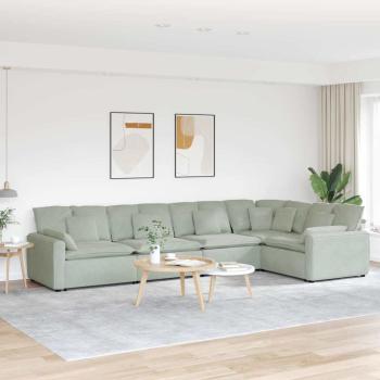 ARDEBO.de - Modulares Sofa mit Kissen Samt Hellgrau