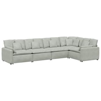 Modulares Sofa mit Kissen Samt Hellgrau