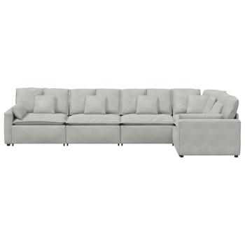 Modulares Sofa mit Kissen Samt Hellgrau