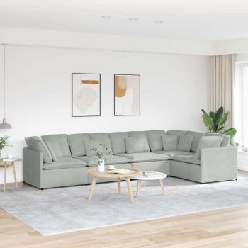 ARDEBO.de - Modulares Sofa mit Kissen Samt Hellgrau