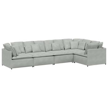 Modulares Sofa mit Kissen Samt Hellgrau