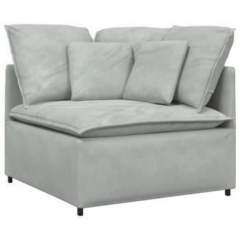Modulares Sofa mit Kissen Samt Hellgrau