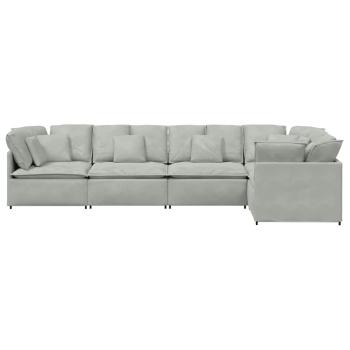 Modulares Sofa mit Kissen Samt Hellgrau