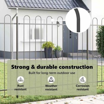 Gartenzaun 8 pcs Grau 13,6 x 1,5 m Pulverbeschichteter Stahl