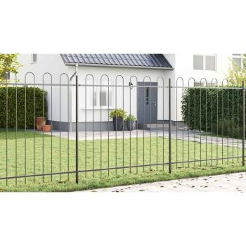 Gartenzaun 8 pcs Grau 13,6 x 1,5 m Pulverbeschichteter Stahl