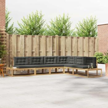 ARDEBO.de - Outdoor-Sofagarnitur 6 stk. Weiß und Anthrazit Polyester