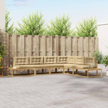 ARDEBO.de - Outdoor-Sofagarnitur 6 stk. Weiß und Beige Polyester
