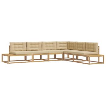 Outdoor-Sofagarnitur 6 stk. Weiß und Beige Polyester