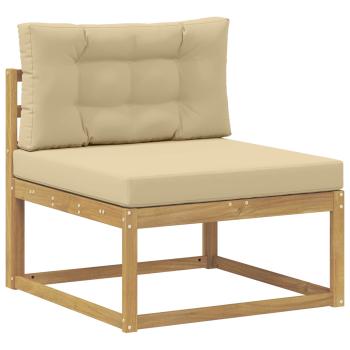 Outdoor-Sofagarnitur 6 stk. Weiß und Beige Polyester