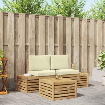 ARDEBO.de - Outdoor-Sofagarnitur mit Kissen Weiß 59 x 59 x 37 cm Polyester
