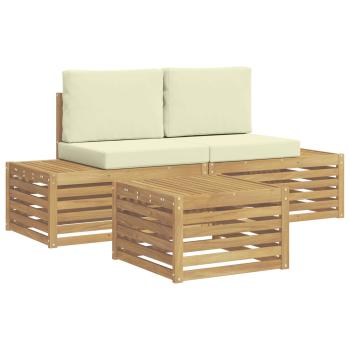 Outdoor-Sofagarnitur mit Kissen Weiß 59 x 59 x 37 cm Polyester