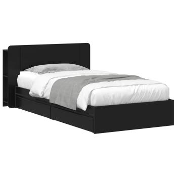 Bettgestell mit Stauraum Schwarz 75 x 190 cm Holzwerkstoff