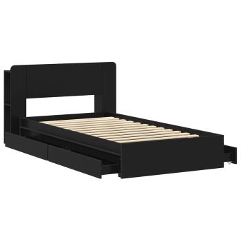 Bettgestell mit Stauraum Schwarz 75 x 190 cm Holzwerkstoff