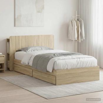 ARDEBO.de - Bettgestell mit Stauraum Sonoma-Eiche 75 x 190 cm Holzwerkstoff