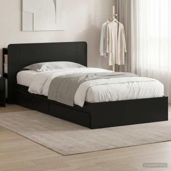 ARDEBO.de - Bettgestell mit Stauraum Schwarz 90 x 190 cm Holzwerkstoff