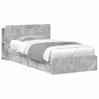 Bettgestell mit Stauraum Betongrau 90 x 190 cm Holzwerkstoff