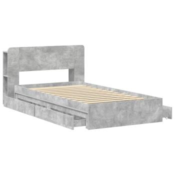 Bettgestell mit Stauraum Betongrau 90 x 190 cm Holzwerkstoff