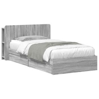 Bettgestell mit Stauraum Grau Sonoma 90 x 190 cm Holzwerkstoff