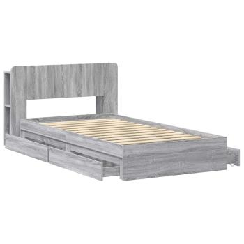 Bettgestell mit Stauraum Grau Sonoma 90 x 200 cm Holzwerkstoff