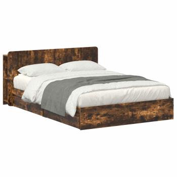 Bettgestell mit Stauraum Geräucherte Eiche 135 x 190 cm