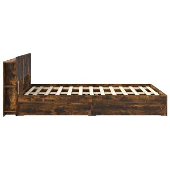 Bettgestell mit Stauraum Geräucherte Eiche 135 x 190 cm