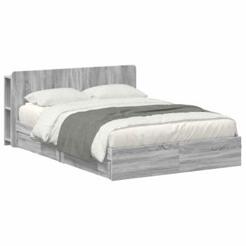 Bettgestell mit Stauraum Grau Sonoma 160 x 200 cm Holzwerkstoff