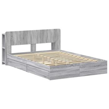 Bettgestell mit Stauraum Grau Sonoma 160 x 200 cm Holzwerkstoff