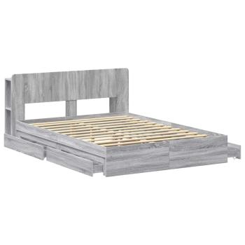 Bettgestell mit Stauraum Grau Sonoma 160 x 200 cm Holzwerkstoff