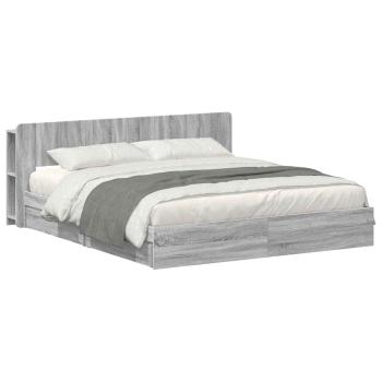 Bettgestell mit Stauraum Grau Sonoma 180 x 200 cm Holzwerkstoff