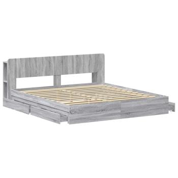 Bettgestell mit Stauraum Grau Sonoma 180 x 200 cm Holzwerkstoff