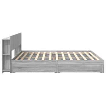 Bettgestell mit Stauraum Grau Sonoma 180 x 200 cm Holzwerkstoff