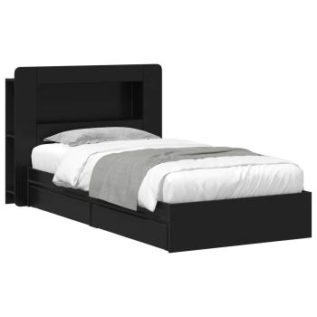 Bettgestell mit Stauraum Schwarz 75 x 190 cm Holzwerkstoff